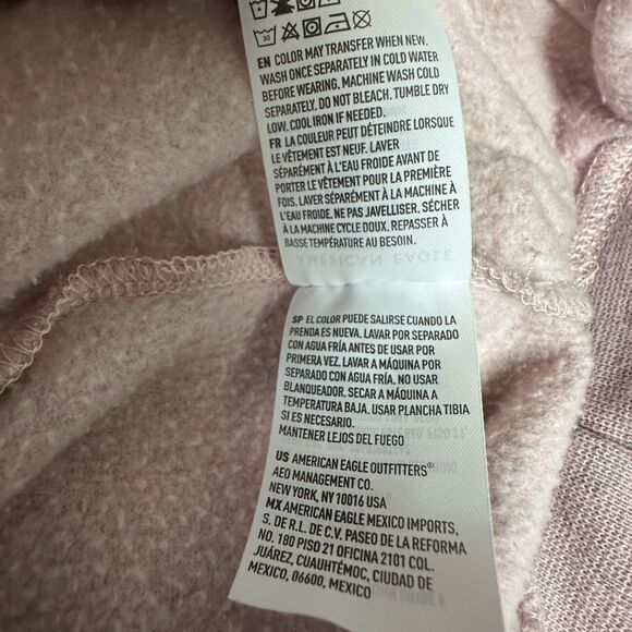 American Eagle Men’s Hoodie Super Soft Size M Pastel Pink Sweatshirt Pullover - Picture 7 of 8